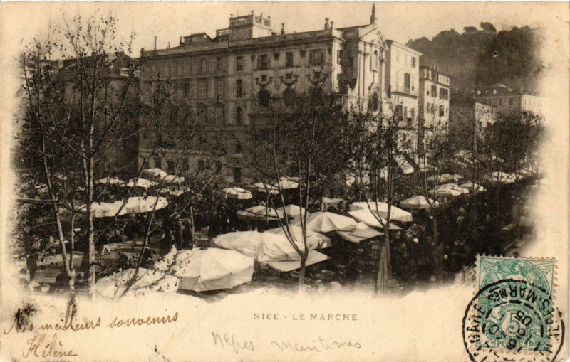 Carte postale ancienne Nice Le Marche à Nice