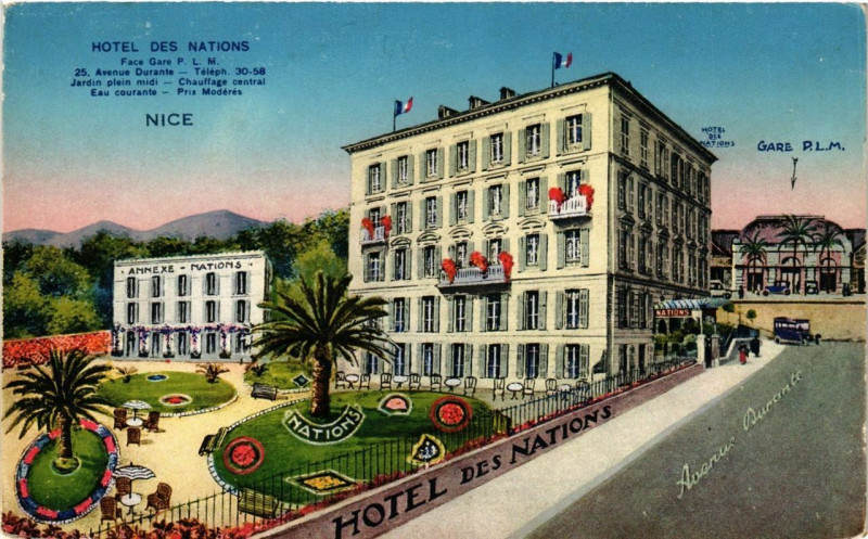 Carte postale ancienne Nice Hotel des Nation à Nice