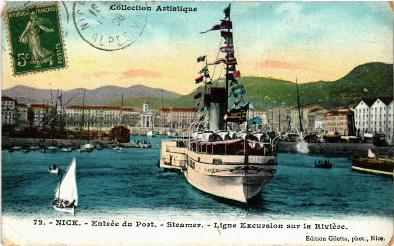 Carte postale ancienne Nice Entrée du Port - Steamer à Nice