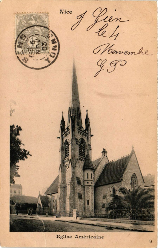 Carte postale ancienne Nice Eglise Americaine à Nice