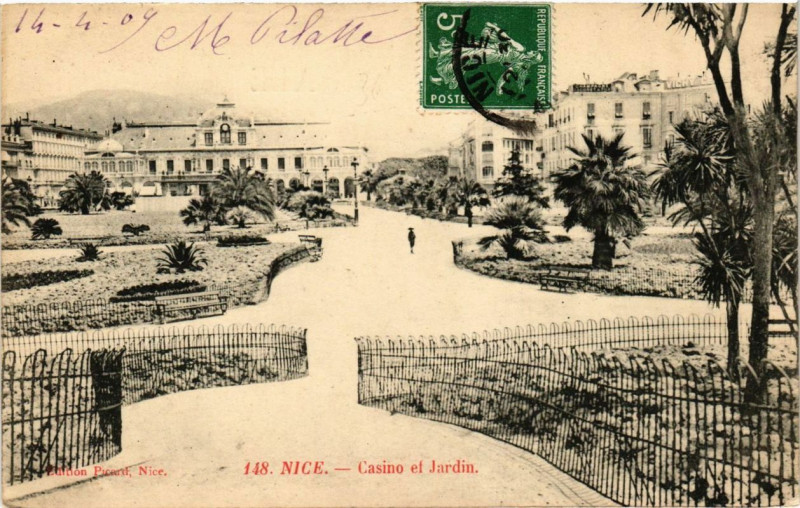 Carte postale ancienne Nice Casino et Jardin à Nice