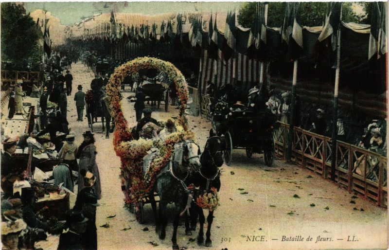 Carte postale ancienne Nice Bataille de fleurs à Nice