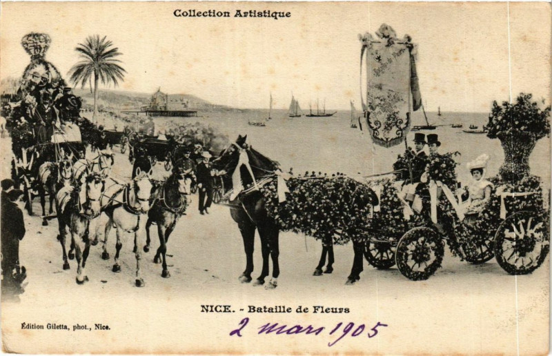 Carte postale ancienne Nice Bataille de fleurs à Nice