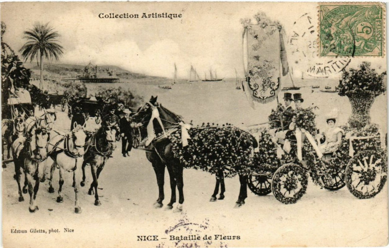 Carte postale ancienne Nice Bataille de fleurs à Nice