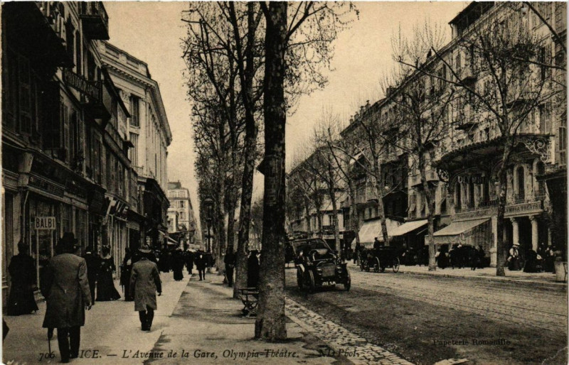 Carte postale ancienne Nice Avenue de la Gare, Olympia Theatre à Nice