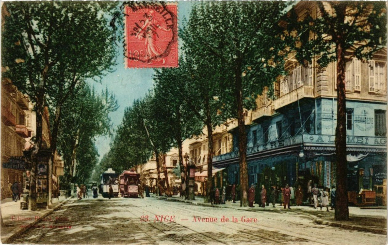 Carte postale ancienne Nice Avenue de la Gare à Nice