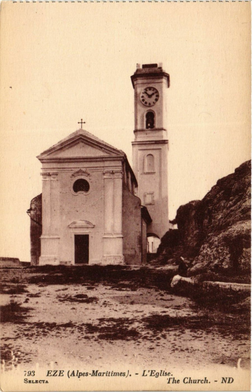 Carte postale ancienne Eze l'Eglise à Èze