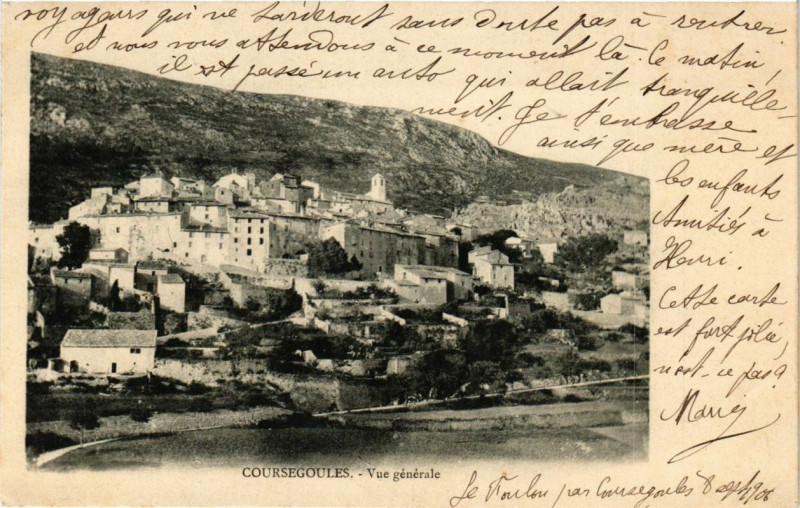 Carte postale ancienne Coursegoules Vue générale à Coursegoules