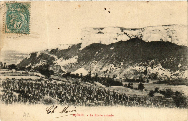 Carte postale ancienne Hieres - La Roche animée à Roche