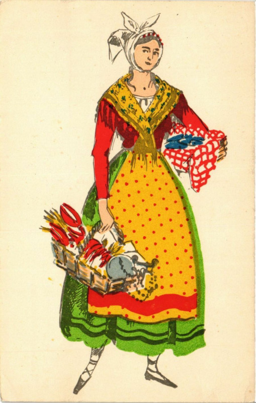Carte postale ancienne Comte de Nice Marchande de Poissons 1825 à Nice