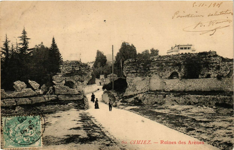 Carte postale ancienne Cimiez Ruines des Arenes
