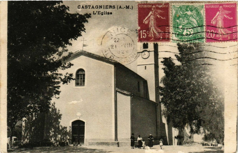 Carte postale ancienne Castagniers L'Eglise à Castagniers
