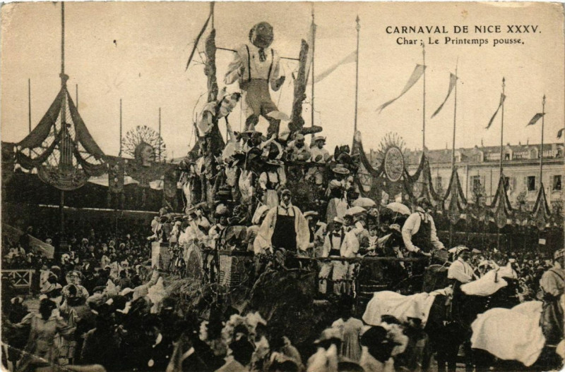 Carte postale ancienne Carnaval de Nice Xxxv Char Le Printemps pousse à Nice
