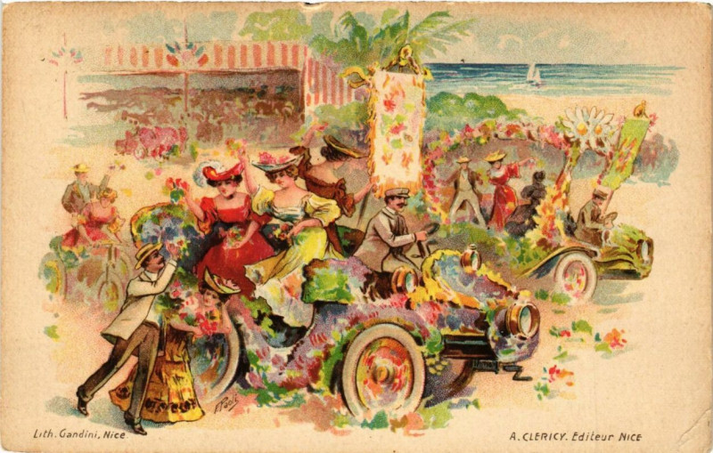 Carte postale ancienne Carnaval de Nice Lith. Gandini à Nice