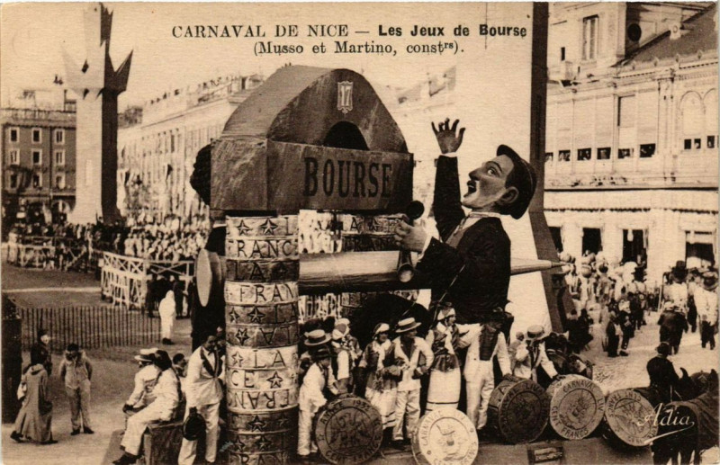 Carte postale ancienne Carnaval de Nice Les Jeux de Bourse à Nice