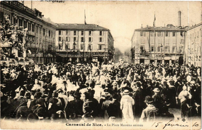Carte postale ancienne Carnaval de Nice La Place Massena animee à Nice