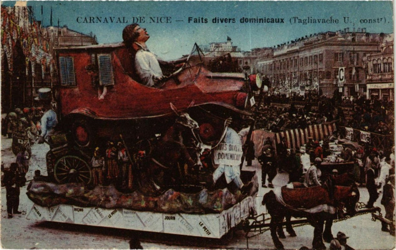 Carte postale ancienne Carnaval de Nice Faits divers dominicaux à Nice
