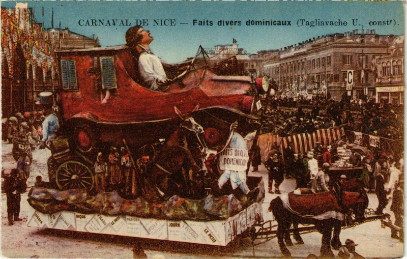Carte postale ancienne Carnaval de Nice Faits divers dominicaux à Nice