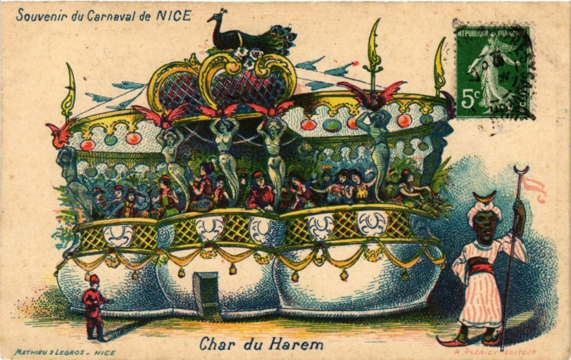 Carte postale ancienne Carnaval de Nice Char du Harem à Nice