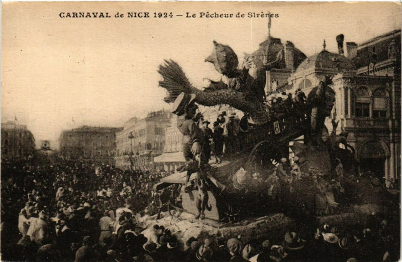 Carte postale ancienne Carnaval de Nice 1924 Le Pecheur de Sirenes à Nice