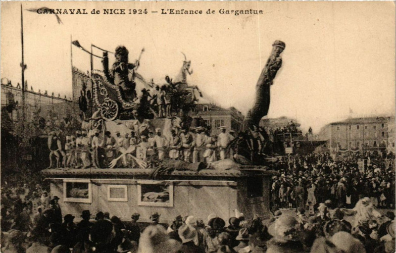 Carte postale ancienne Carnaval de Nice 1924 L'Enfance de Gargantua à Nice