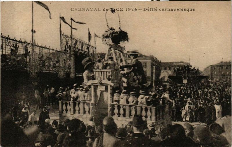 Carte postale ancienne Carnaval de Nice 1924 Defile carnavalesque à Nice
