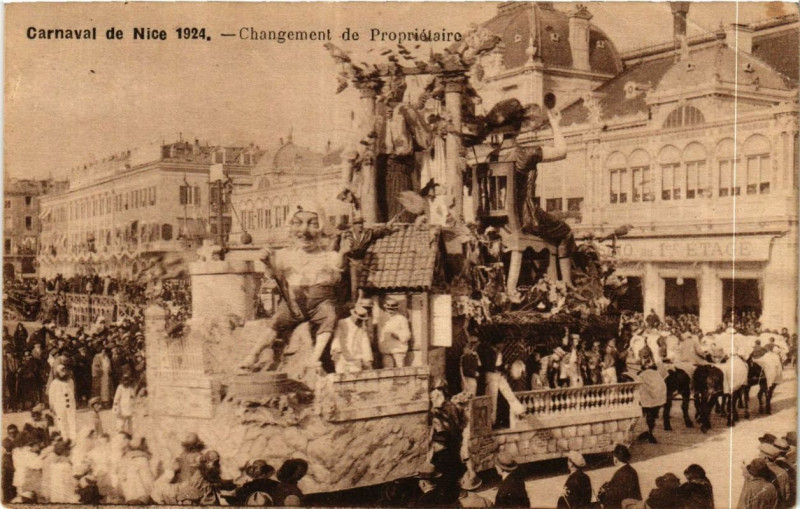 Carte postale ancienne Carnaval de Nice 1924 Changement de Proprietaire à Nice