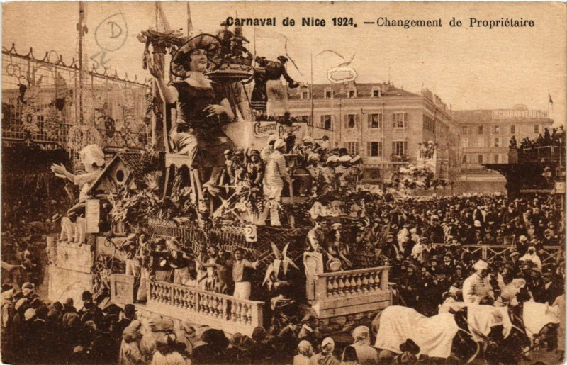 Carte postale ancienne Carnaval de Nice 1924 Changement de Proprietaire à Nice
