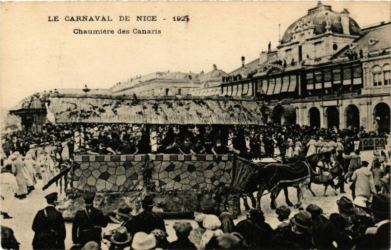 Carte postale ancienne Carnaval de Nice 1921 Chaumiere des Canaris à Nice