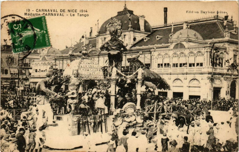 Carte postale ancienne Carnaval de Nice 1914 Madame Carnaval - Le Tango à Nice