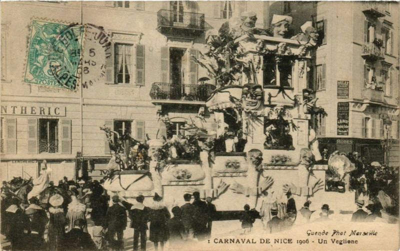 Carte postale ancienne Carnaval de Nice 1906 Un Veglione à Nice