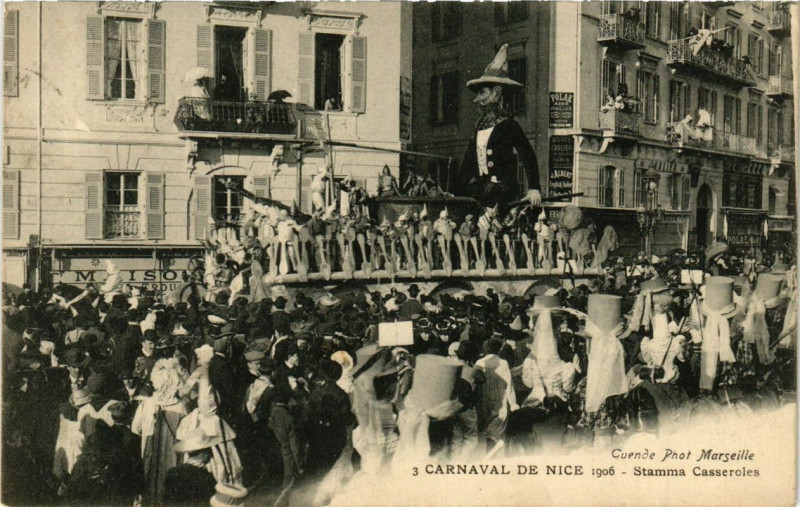 Carte postale ancienne Carnaval de Nice 1906 Stamma Casseroles à Nice