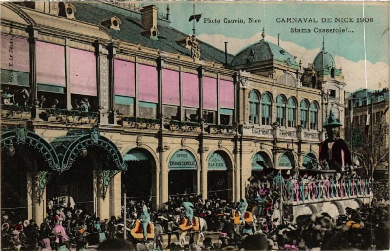 Carte postale ancienne Carnaval de Nice 1906 Stama Casserole! à Nice