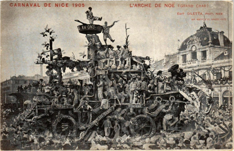 Carte postale ancienne Carnaval de Nice 1905 L'Arche de Noe. Grand Char à Nice