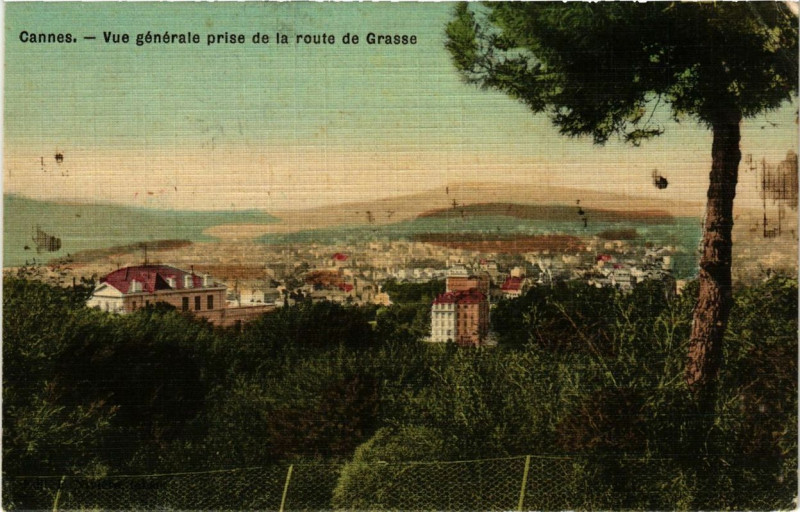 Carte postale ancienne Cannes Vue générale prise de la route de Grasse à Cannes