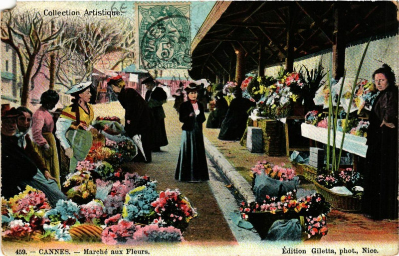Carte postale ancienne Cannes Marche aux Felurs à Cannes
