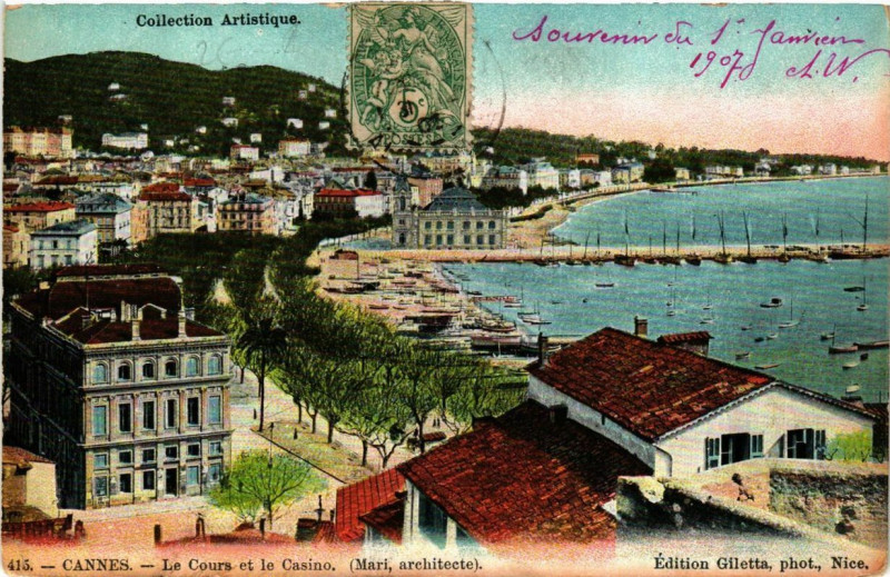 Carte postale ancienne Cannes Le Cours et le Casino à Cannes