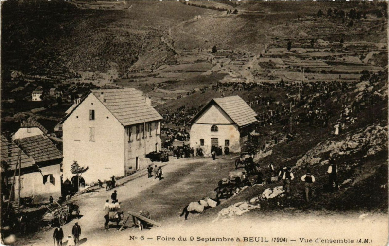 Carte postale ancienne Beuil Foire du 9 septembre. Vue d'ensemble à Beuil