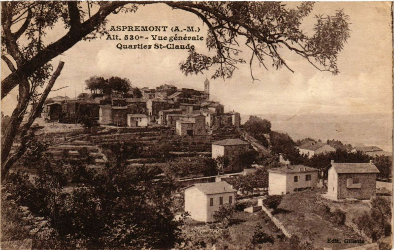 Carte postale ancienne Aspremont Vue generale, Quartier St-Claude à Aspremont