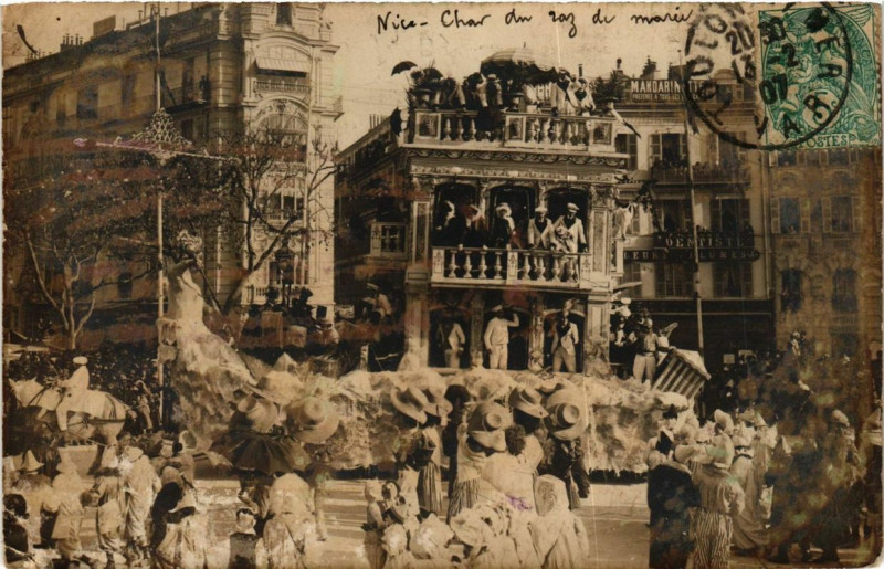 Carte postale ancienne Carnaval de Nice Char du raz de marie carte photo à Nice