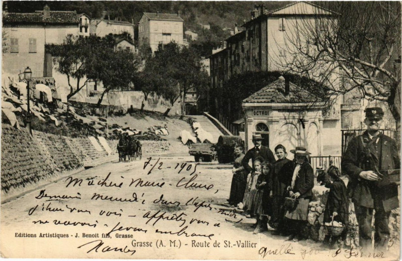 Carte postale ancienne Grasse Route de St. Vallier à Grasse