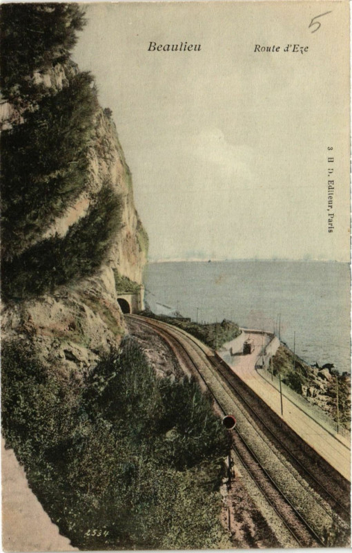 Carte postale ancienne Beaulieu - Route d'Eze