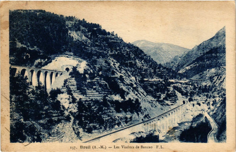 Carte postale ancienne Breil - Les Viaducs de Bancao