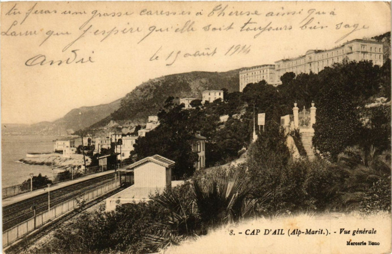 Carte postale ancienne Cap d'Ail (Alp Marit) - Vue générale à Cap-d'Ail