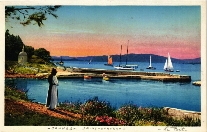 Carte postale ancienne Ile Saint-Honorat - Le Port - The Harbour