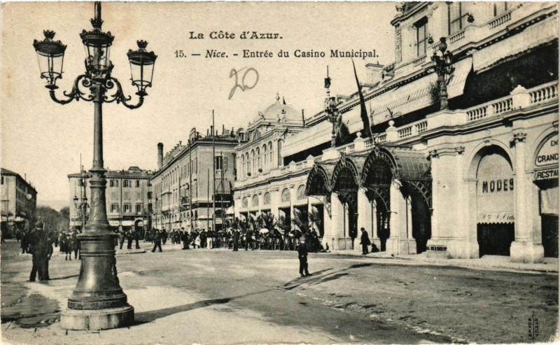 Carte postale ancienne La Cote d'Azur - Nice - Entrée du Casino Municipal à Nice