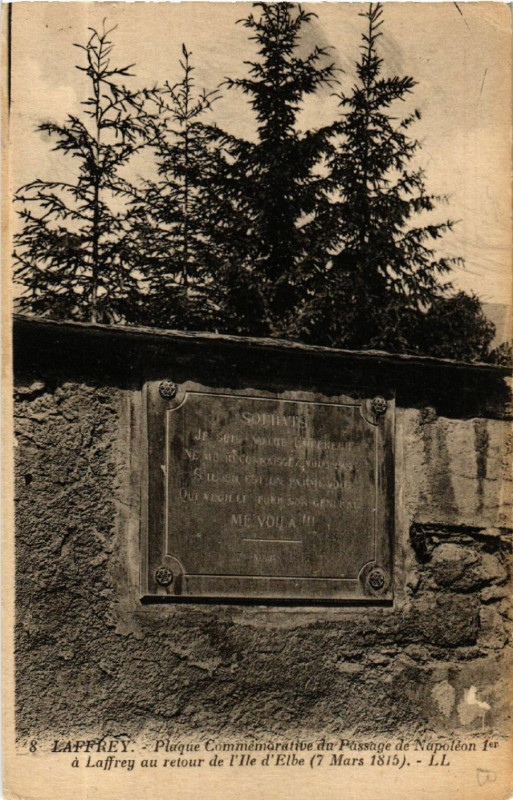 Carte postale ancienne Laffrey Plaque Commemorative du Passage de Napoleon 1er a Laffrey à Laffrey