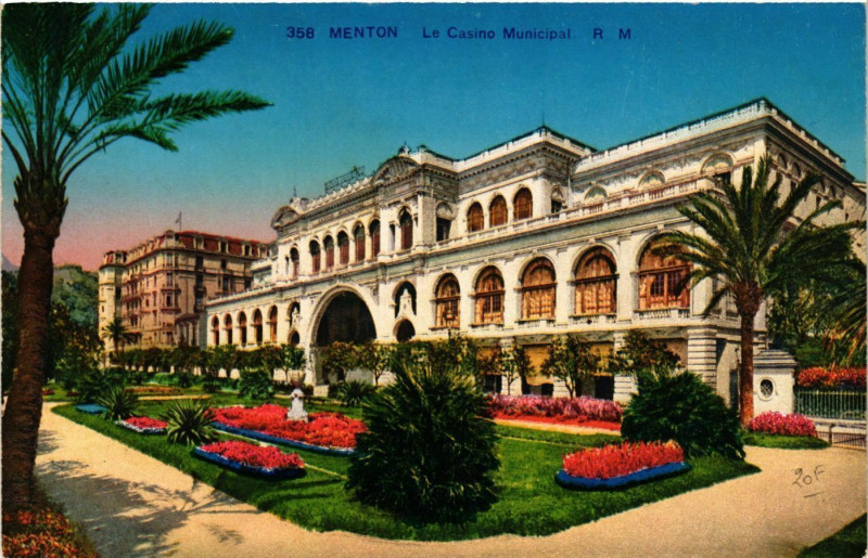 Carte postale ancienne Menton - Le Casino Municipal à Menton