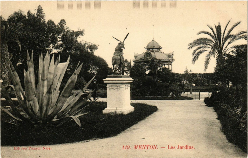 Carte postale ancienne Menton - Les Jardins à Menton
