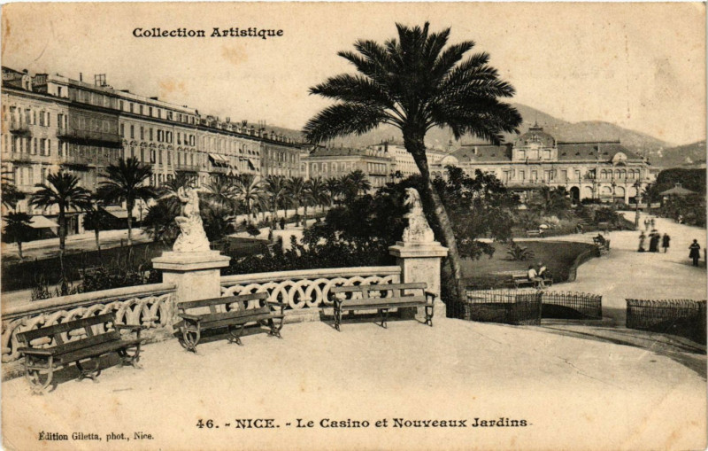 Carte postale ancienne Nice - Le Casino et Nouveaux Jardins à Nice
